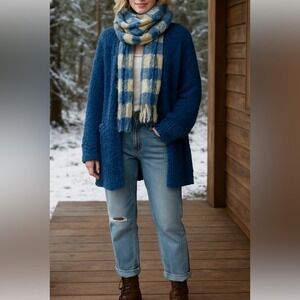 wild fable Blue Popcorn Open Cardigan Sweater